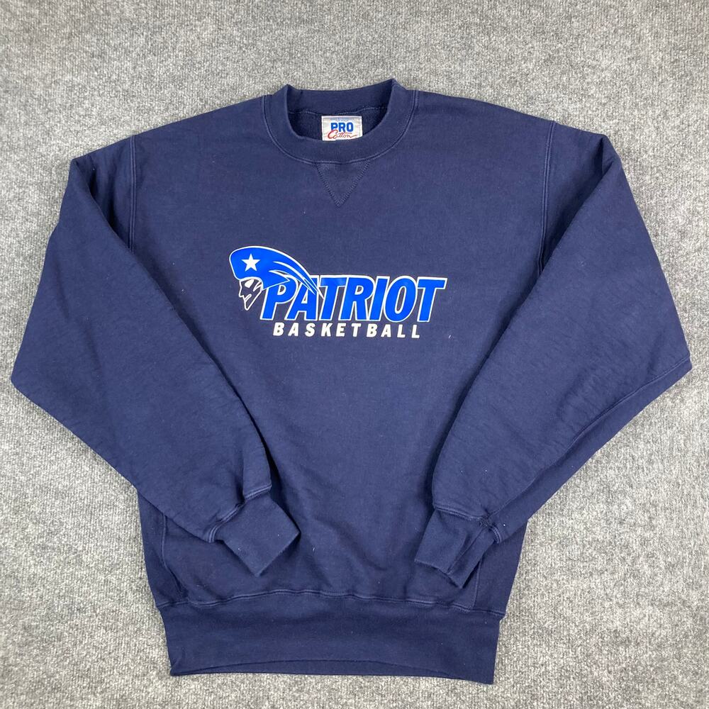 Russell Athletic Sweatshirt Mens M Navy Patriot Basketball Logo Crewneck